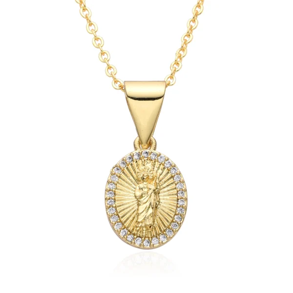 Golden Religious Pendant Virgin Mary Religious Pendant Necklace Popular Fashion Jewelry