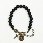 Wholesale Black Beaded Wooden Bracelets Vintage Cross Bracelet for Men Buddhist Beads Rosary Bracelet - Image 5