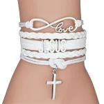 Mecrt Classic Alloy Bracelet and Cross Jesus Catholic Woven Bracelet Religious Gift Jewelry Colorful Leather Bracelet Wholesale - Image 2