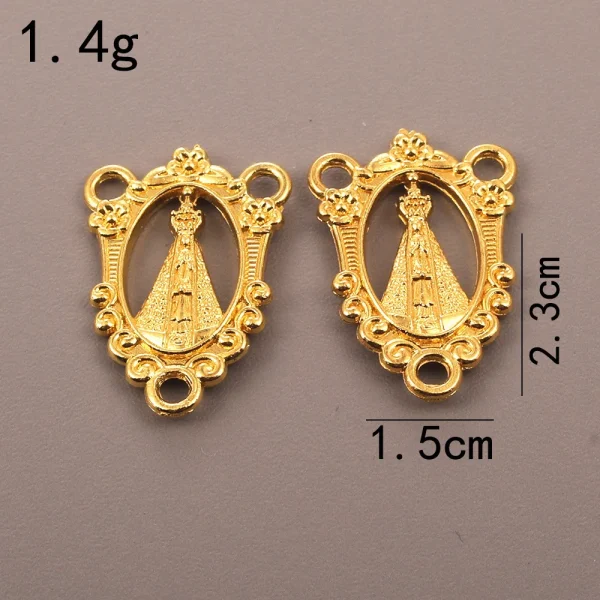 Accessories for Catholic rosary three-hole connector center piece, vintage metal jewelry pendant