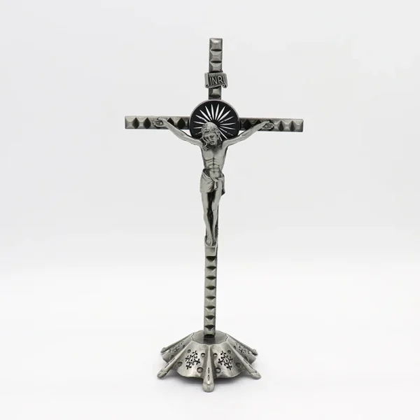 Catholic Crucifix Retro Metal Craft Angel Figurine Engraved Ornaments for Home Office Decoration Retail Spot Supply Whol