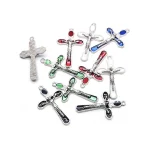 3.2*5.2cm Multicolor Cross Accessories Jesus Alloy Cross Pendant Catholic Charm Religious DIY Handmade Jewelry - Image 3