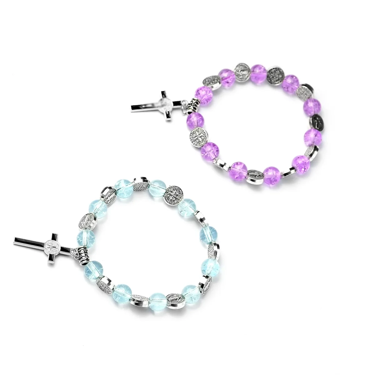 Catholic Rosary Bracelet 8mm Crystal Bead Hand Ornament Cross Rosary Hand String Christian Communion Gift Wholesale - Image 4
