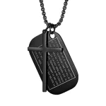 New Personalized Stainless Steel Prayer Wish Engraved Custom Unisex Square Army Card Cross Pendant Necklace - Image 4