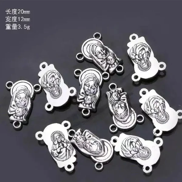 Mecrt Catholic Jewelry Accessories Virgin Mary Triangle Connector Charms Cross Pendant Raft Alloy Jewelry Necklace Ankle