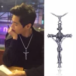 Titanium Steel Necklace Hip-hop Necklace Trendy Men's Stainless Steel Necklace Catholic Cross Pendant Jesus Pendant - Image 4