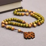 Natural Wooden Catholic Rosary Cross Prayer Beads Christianity Church Jerusalem Ornaments Rosaries Jewelry - Image 2