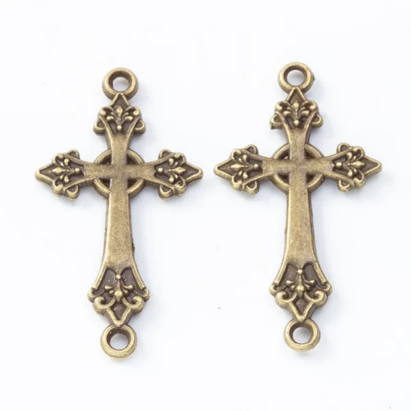 Catholic Cross Double Hole Zinc Alloy Pendant Gold Silver Ancient Bronze DIY Jewelry Accessories Wholesale