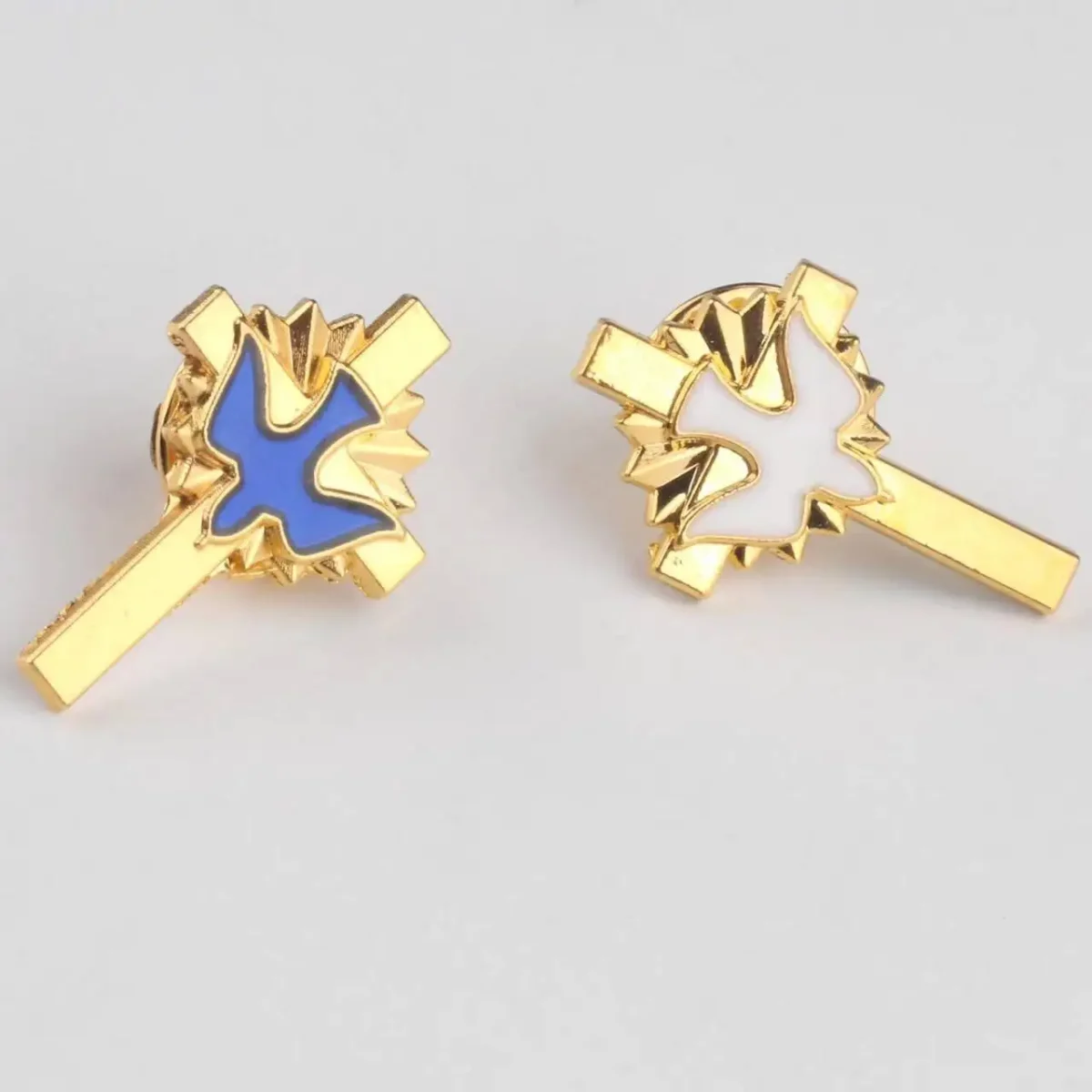 Custom Color Gold Plated with Enamel Peace dove Brooch Pins Orthodox Mini Cross Brooches - Image 2