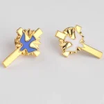 Custom Color Gold Plated with Enamel Peace dove Brooch Pins Orthodox Mini Cross Brooches - Image 2