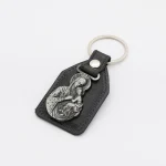 Catholic Religious Keychain Virgin Mary Jesus 3d Keychains Vintage Alloy PU Leather Combination Saint Christopher Christ-Bearer - Image 5