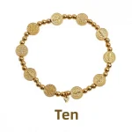 Cross Border Gold Plated Alloy Saint Benedict Cross Pendant Rosary Baptism Gift Beaded Bracelet - Image 5