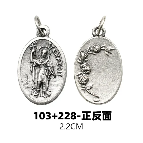 Mecrt Best Seller 2.2cm Double Sided Religious Pendant Saint Experdee + Guardian Angel Hot Jewelry Made of Alloy