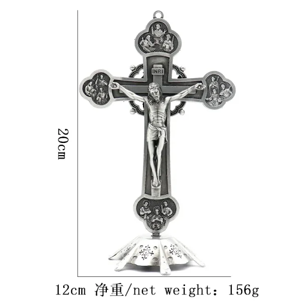 Catholic Crucifix Retro Metal Craft Angel Figurine Engraved Ornaments for Home Office Decoration Retail Spot Supply Whol