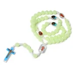 Catholic Christian Rosary Rose Noctilucent Bead Cross Necklace 10mm Glowing Prayer Church Jesus Pendant Jewelry Easter Gifts - Image 5