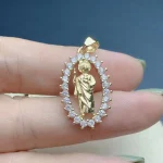 Our Lady of Guadalupe Virgin San Jude Pendants Plated Gold Rhinestone Charms for Jewelry Making Religion Necklace Bracelets - Image 2