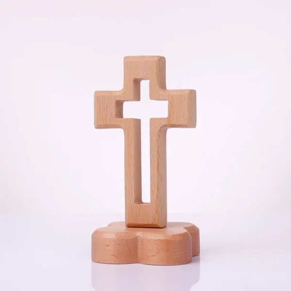 Mecrt Carved Beech Wood Cross Crafts Gifts for Church Table Decor Black Walnut Wooden Cross for Easter Ornaments Home De