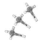 Antique Copper-plated Alloy Catholic Rosary Cross with Jesus & Saint Benedict Images for DIY Jewelry Accessories - Image 6
