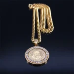 Mecrt Stainless Steel Zircon Father's Day Geometric Circle Round Medal Pendant Necklaces 18K Gold Plated/Silver Necklace Gifts - Image 6