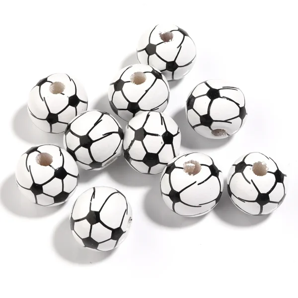 Mecrt Wooden Loose Beads for Jewelry Making Basketball Football Volleyball Beads for Bracelet Making DIY Jewelry Accesso
