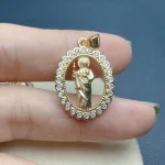 Our Lady of Guadalupe Virgin San Jude Pendants Plated Gold Rhinestone Charms for Jewelry Making Religion Necklace Bracelets - Image 4