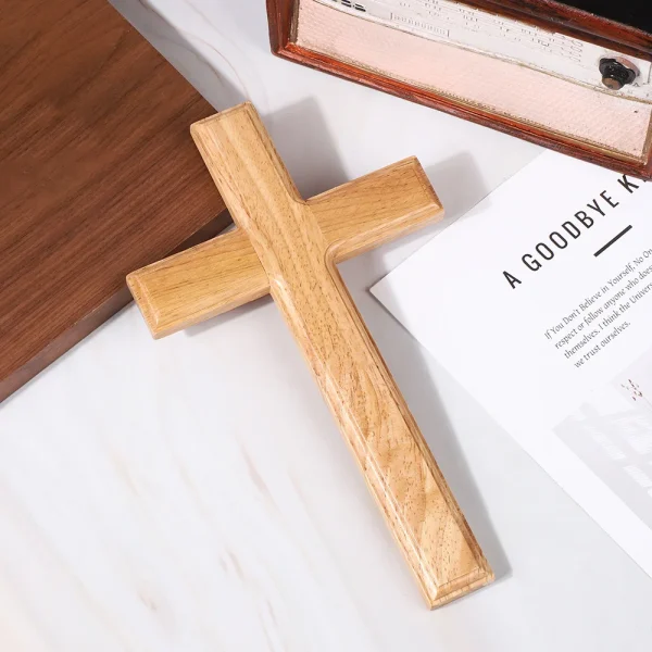 Wood Cross Ornament Modern Minimalist Christmas Home Decor Solid Wood Cross Decoration Wooden Craft Display Piece
