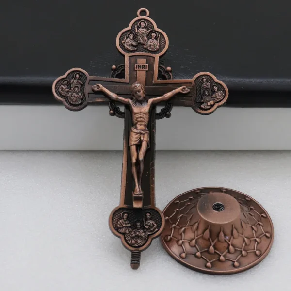 Catholic Jesus Cross Home Office Retro Metal Desk Casted Jewelry Ornaments Elegant Cross-Themed Decorative Accessories