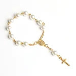Religious Rosary Bracelet Pearl Cross Blessing Catholic Gifts Communion Confirmation First Holy Communion Jewelry Faith Bracelet - Image 2