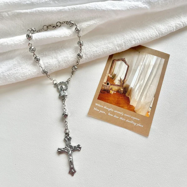 Best Selling Catholic Mini Rosary Beaded Bracelets with Heart Cross Finger Chain Gold Plated Baptism Communion Gift for 