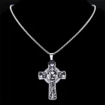 Mecrt Stainless Steel Cross Necklace for Men and Women Holy Spirit Church Jewelry with Beads Chain for Gift - Image 5