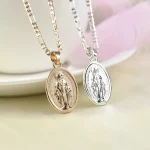 Europe and America Cross Pendant Necklace Lady Mary Pendant Necklace Vintage Necklace with Alloy Collar - Image 3
