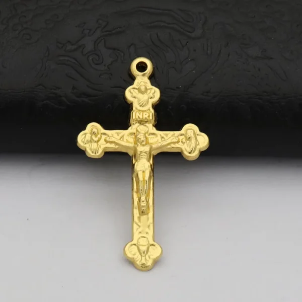 Retro Crucifix Electroplated Vatican Rosary Religious DIY Jesus Cross Component Pendant Hanging VATICANO Accessories Par