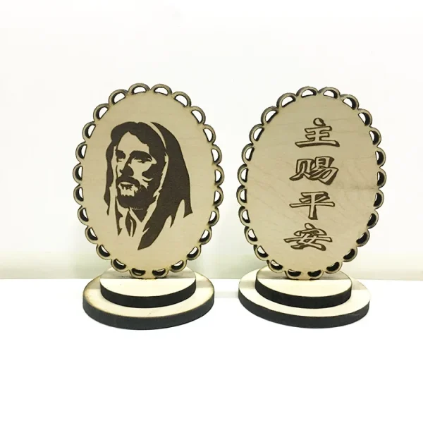 Mecrt Solid Wood Hollow Carved Reiligious Prayer ICONS Car Home Decoration Table Ornaments Souvenir Crafts Gifts Home De