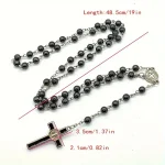 Cross-border St Benedict Black Resin Christian Rosary Cross Necklace Vintage Long Woolen Chain Beaded Gift Accessories Women - Image 4