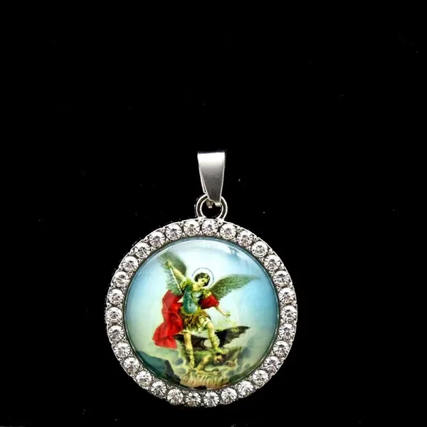 Zinc Alloy Catholic Saint Charm Pendant for Religious Round Jesus Angel Madonna Pendant