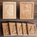 Relief Crafts Catholic YS Holy Image Family Craft Pendants Beech Wood Rectangle Relief Christmas Gift