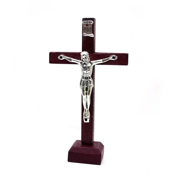 6*10.5cm Wooden Handmade St. Saint Benedict Standing Cross Crucifix Religious Catholic Gift Craft