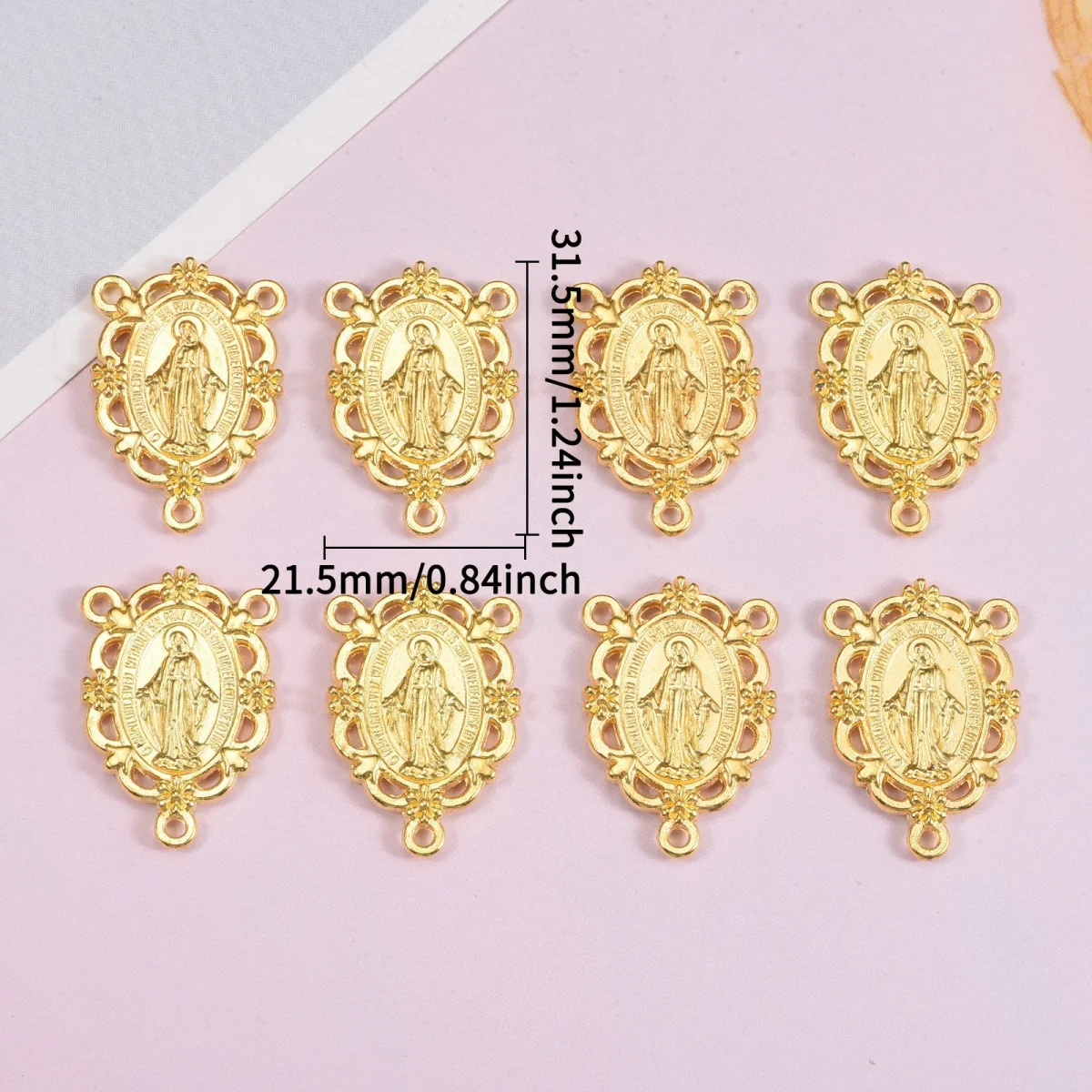 Alloy Virgin Mary Three Hole Connector DIY Necklace Rosary Jewelry Accessories - Image 5