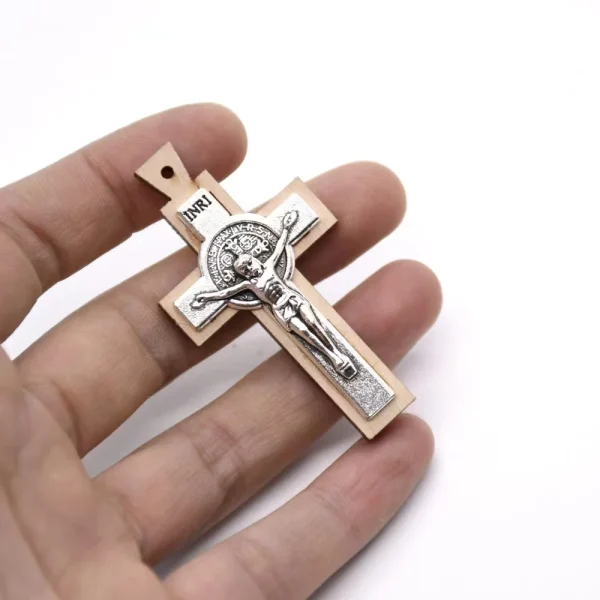 Mercy Religious Pendant, Wooden Alloy, Catholic Jerusalem Jesus Cross, 2.9*5.5cm, Zinc Alloy Crucifix