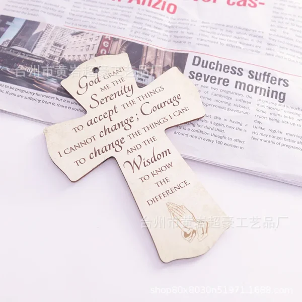 Mecrt Creative Easter DIY Pendant New Home Decoration Wooden Cross Crafts Religious Style with Main Material Jewelry