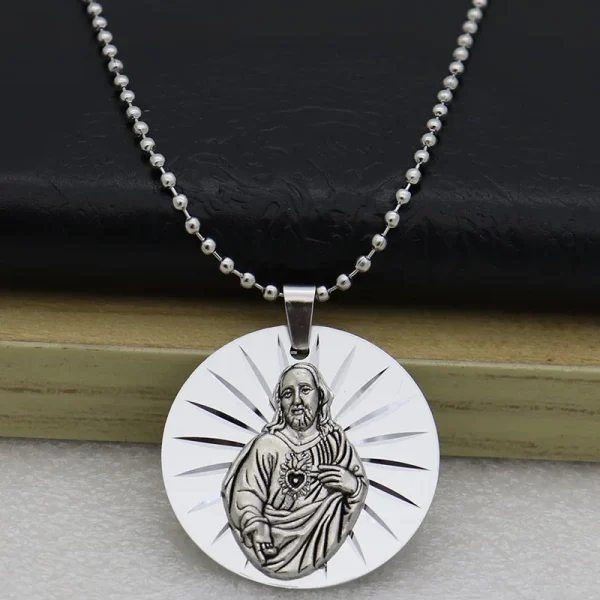 Catholic Jesus Pendant Metallic Fashion Personality Necklace Accessories Laser Craft Jewelry Necklace Pendant