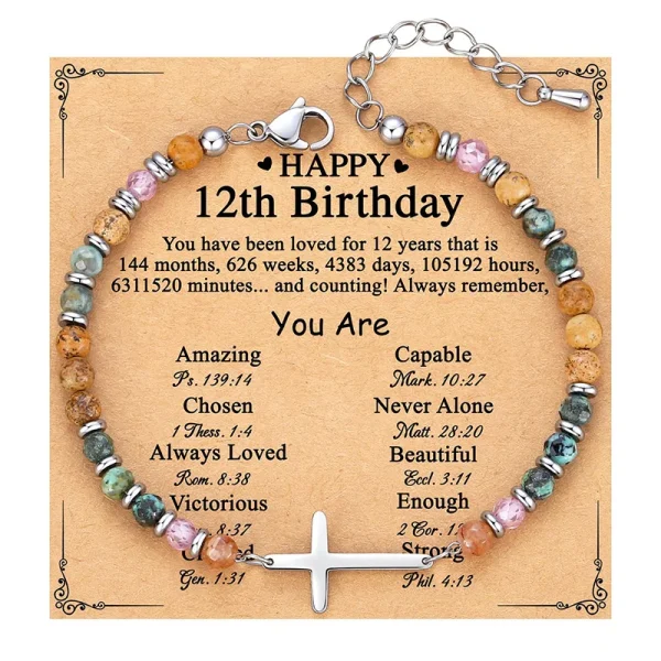 Hot Selling Cross Charm Bracelet Women Stone Bangle Wholesale Trendy Christian Jewelry Friends Family Gift