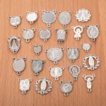 Catholic rosary accessories, oval three-hole pendant, vintage metal jewelry center connector wholesale - Image 2
