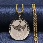 Mecrt Women's Medal Necklace with Stainless Steel Beads Chain St. Michael's Cathedral Religious Cross for Gift - Image 2