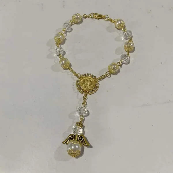 Prayer Beads Cross Pendant Rosary Bracelet Religion Christian Jewelry Pearl Rosary Bracelet Wholesale