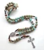 New Catholic Rosary Necklace with Natural Stone Beads and Cross Knotted Cord for Prayer Gift Mainly Made of Alloy