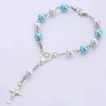 Colorful Pearl Rosary Cross Bracelet Handmade Beaded Religious Jewelry Anniversary Gift Mainly Made of Zinc Alloy - Image 6