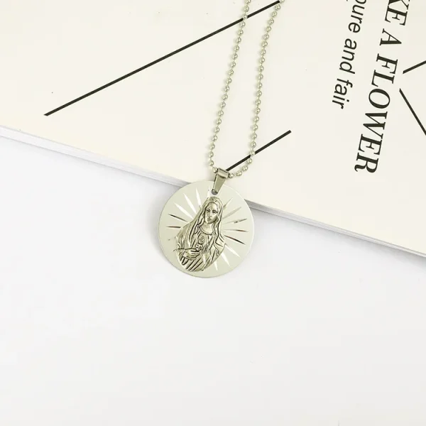 Catholic Jesus Pendant Metallic Fashion Personality Necklace Accessories Laser Craft Jewelry Necklace Pendant