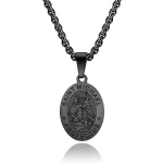 St Michael Archangel Print Pendant Necklace Stainless Steel Blake Oval Pendant Religious Cross Alloy Beads Religious Gift - Image 6