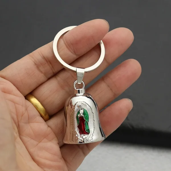Vintage Small Metal Bell Guadalupe Pendant for Car Bag Decoration Jewelry Keychain Accessories
